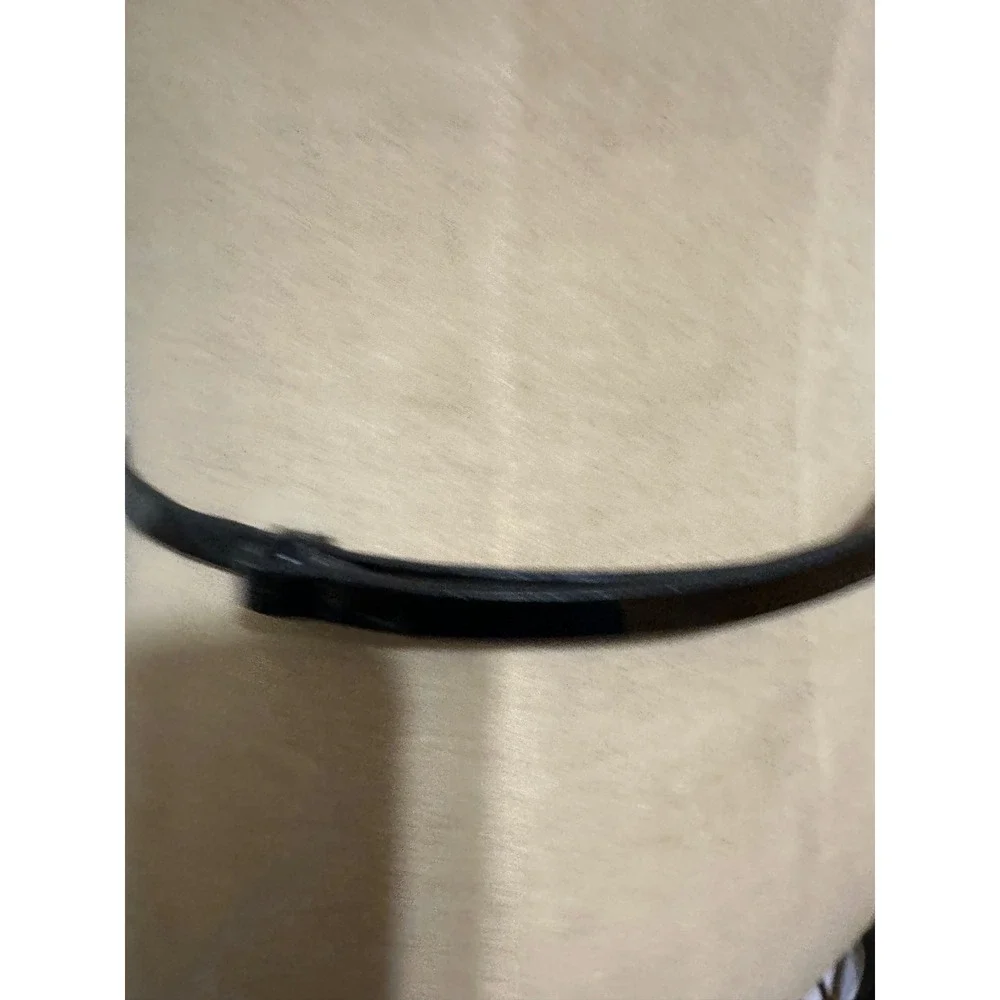 Vintage Black Patent Leather Skinny Belt Silver Sculptural Hook Buckle